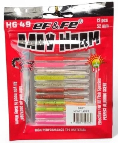 Effe Baby Worm 5.2 cm Lrf Silikonu  12li MİX Paket